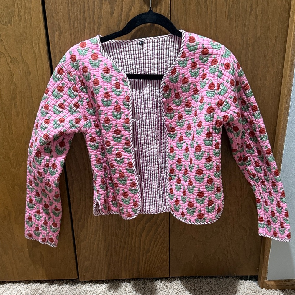 Pink Floral Quilted Jacket